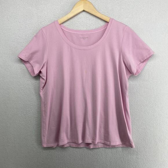 Eileen Fisher Tops - EILEEN FISHER Top L Stretch Organic Cotton Scoop Neck Short Sleeve Pink USA